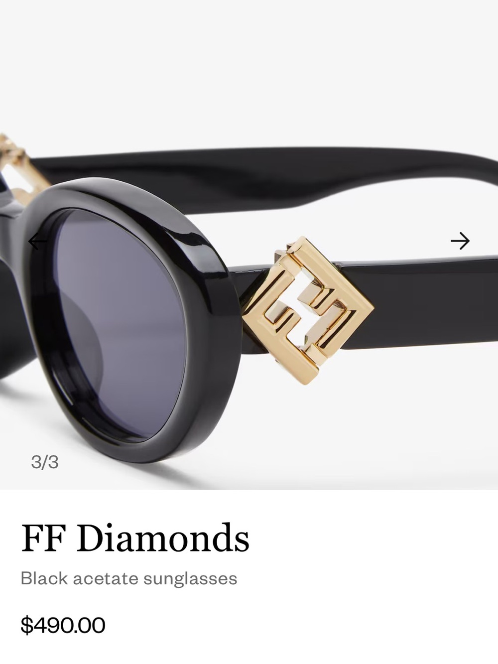 FENDI FF Diamonds Sunglasses (Black) - Picture 8 of 9